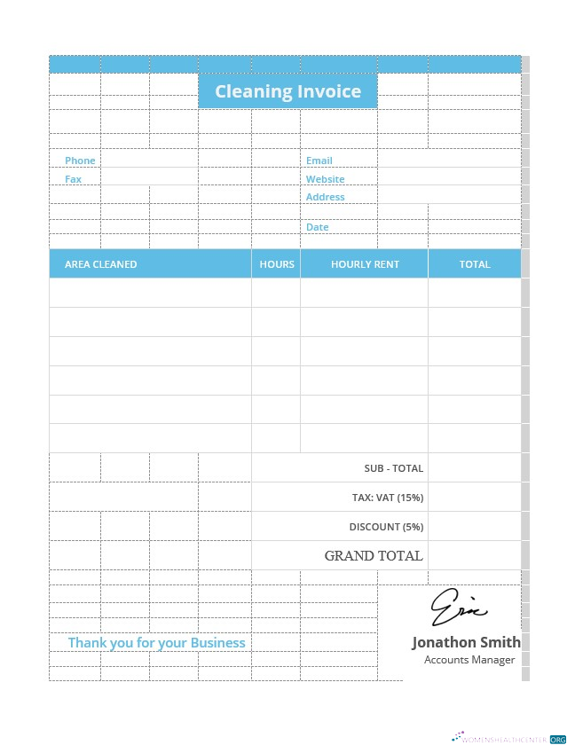 Download Sample Cleaning Invoice Template Photoshop template